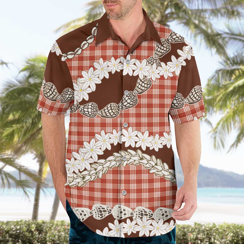 Red Hawaii Tiare and Shell Lei Hawaiian Shirt Hawaiian Palaka Luxury Vibes LT14 - Polynesian Pride