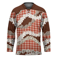 Red Hawaii Tiare and Shell Lei Hockey Jersey Hawaiian Palaka Luxury Vibes - Polynesian Pride