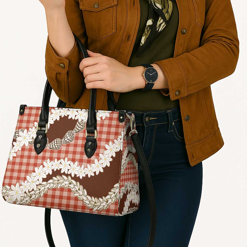 Red Hawaii Tiare and Shell Lei Leather Bag Hawaiian Palaka Luxury Vibes LT14 - Polynesian Pride