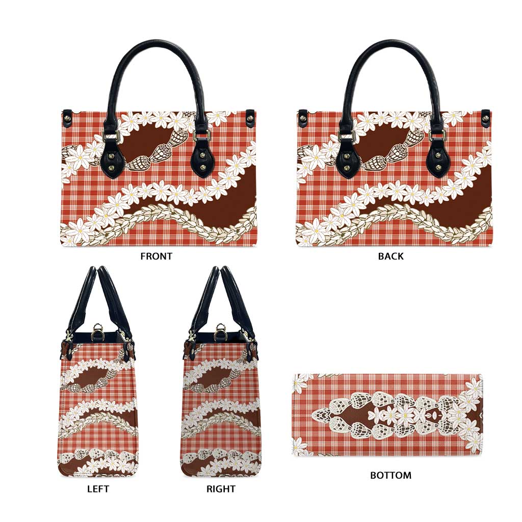 Red Hawaii Tiare and Shell Lei Leather Bag Hawaiian Palaka Luxury Vibes LT14 - Polynesian Pride