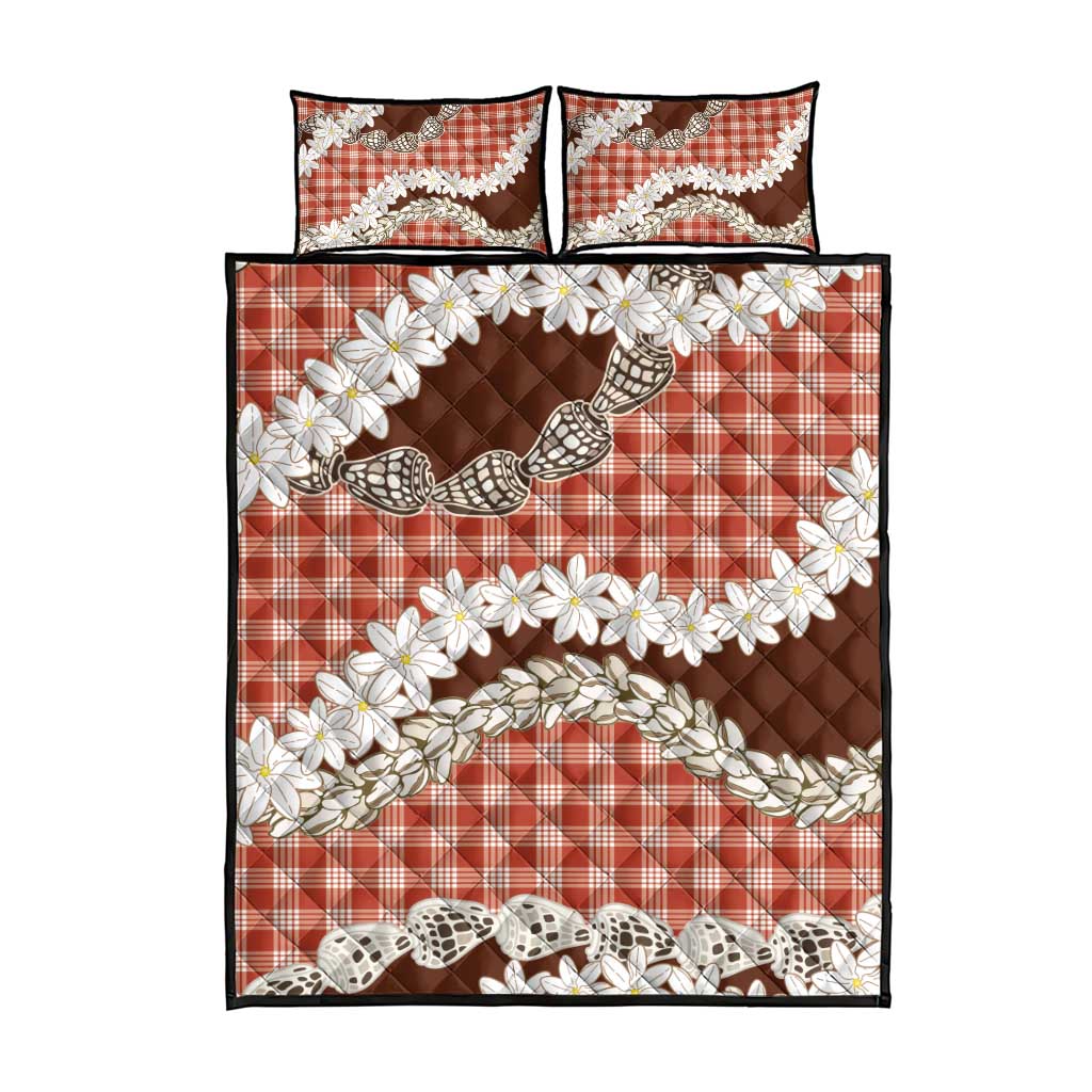 Red Hawaii Tiare and Shell Lei Quilt Bed Set Hawaiian Palaka Luxury Vibes LT14 - Polynesian Pride