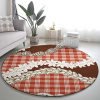 Red Hawaii Tiare and Shell Lei Round Carpet Hawaiian Palaka Luxury Vibes LT14 - Polynesian Pride