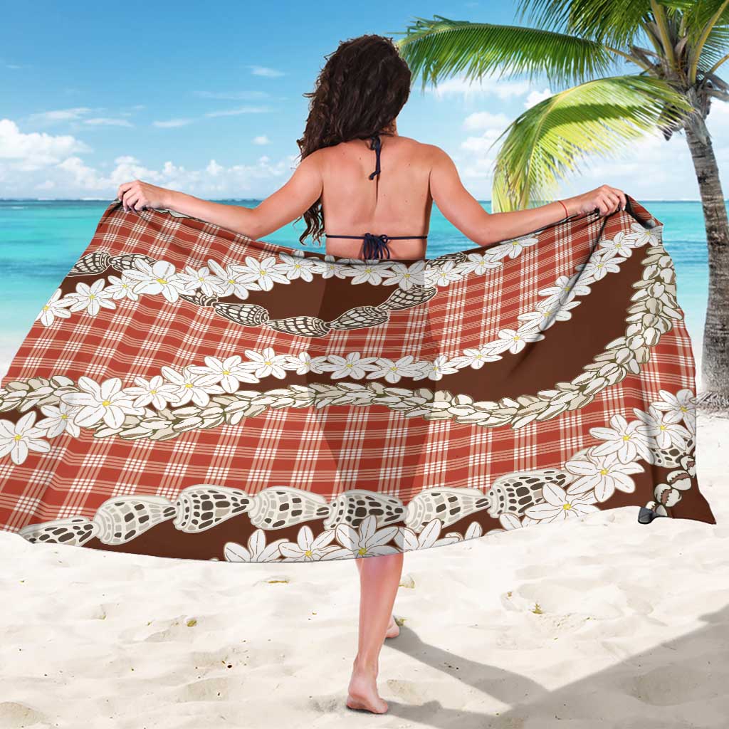 Red Hawaii Tiare and Shell Lei Sarong Hawaiian Palaka Luxury Vibes - Polynesian Pride