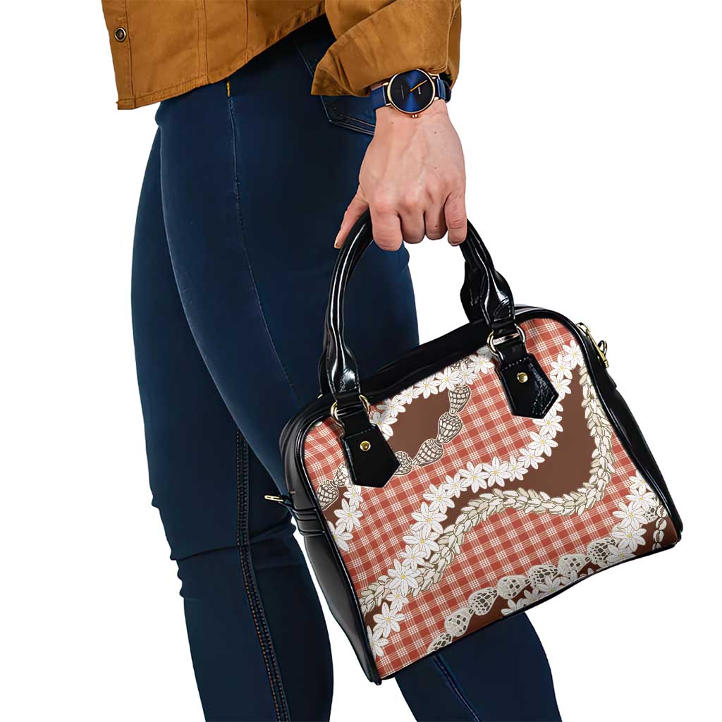 Red Hawaii Tiare and Shell Lei Shoulder Handbag Hawaiian Palaka Luxury Vibes LT14 - Polynesian Pride