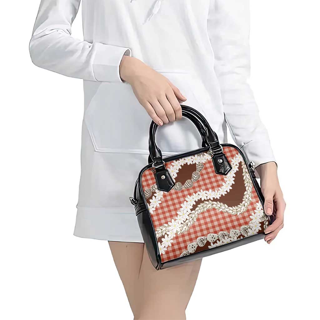 Red Hawaii Tiare and Shell Lei Shoulder Handbag Hawaiian Palaka Luxury Vibes LT14 - Polynesian Pride