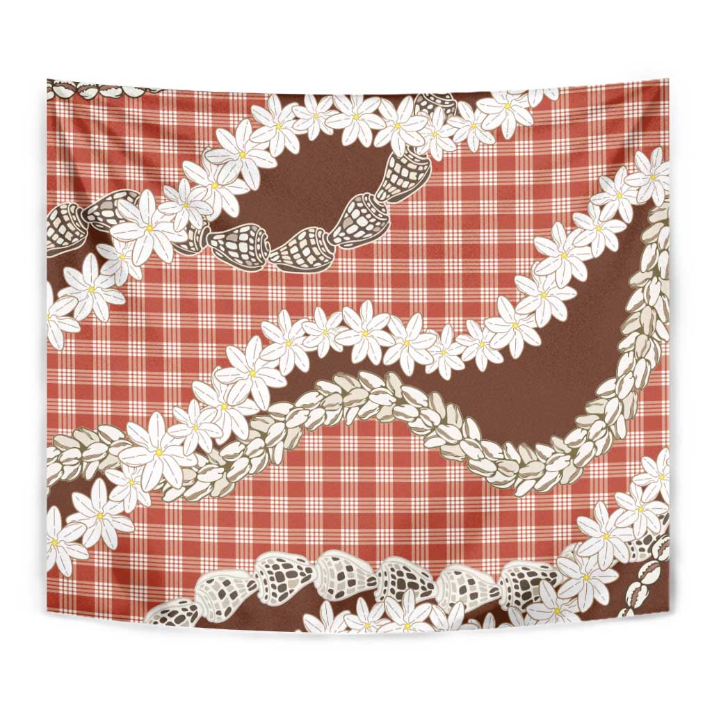 Red Hawaii Tiare and Shell Lei Tapestry Hawaiian Palaka Luxury Vibes LT14 - Polynesian Pride