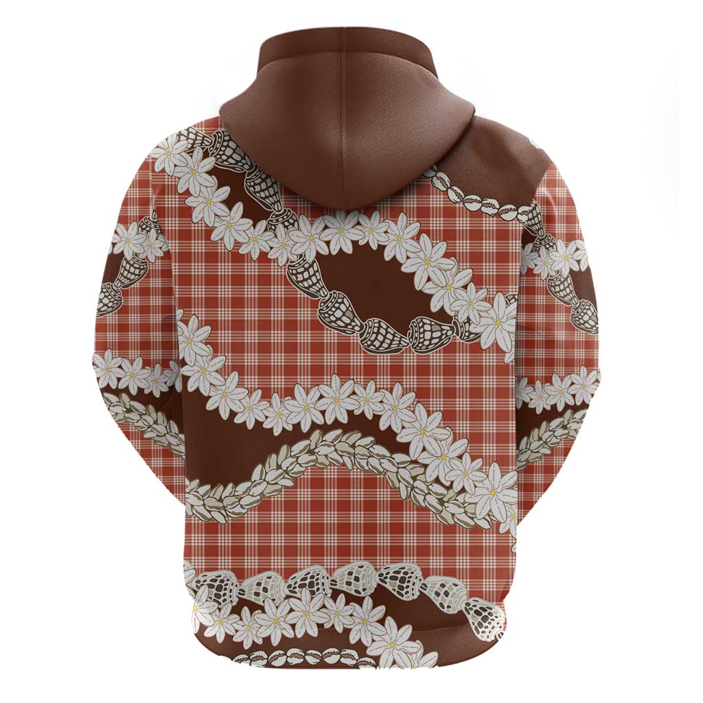 Red Hawaii Tiare and Shell Lei Zip Hoodie Hawaiian Palaka Luxury Vibes LT14 - Polynesian Pride