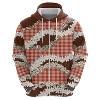 Red Hawaii Tiare and Shell Lei Zip Hoodie Hawaiian Palaka Luxury Vibes LT14 - Polynesian Pride