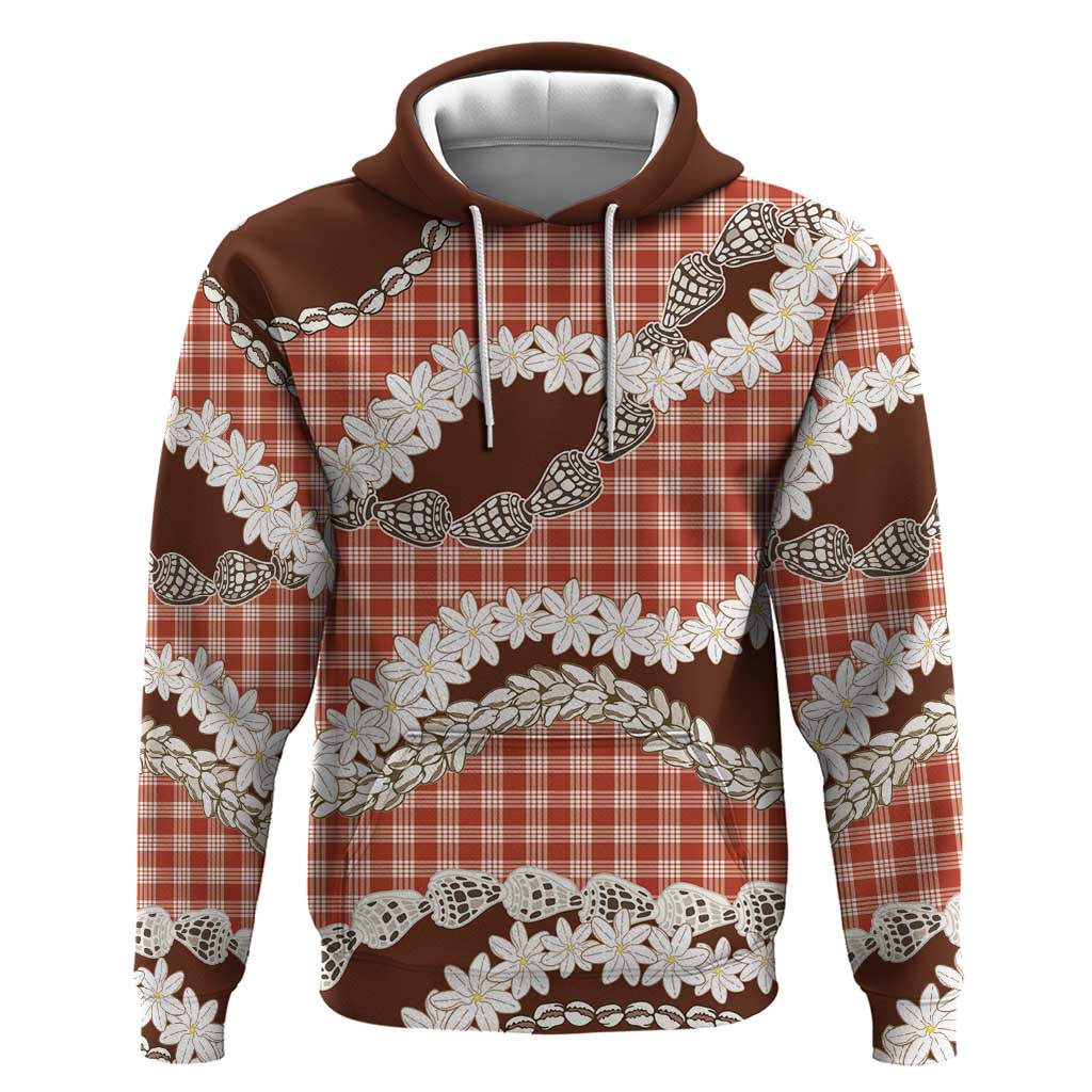 Red Hawaii Tiare and Shell Lei Zip Hoodie Hawaiian Palaka Luxury Vibes LT14 Pullover Hoodie Red - Polynesian Pride