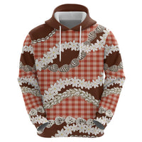 Red Hawaii Tiare and Shell Lei Zip Hoodie Hawaiian Palaka Luxury Vibes LT14 - Polynesian Pride