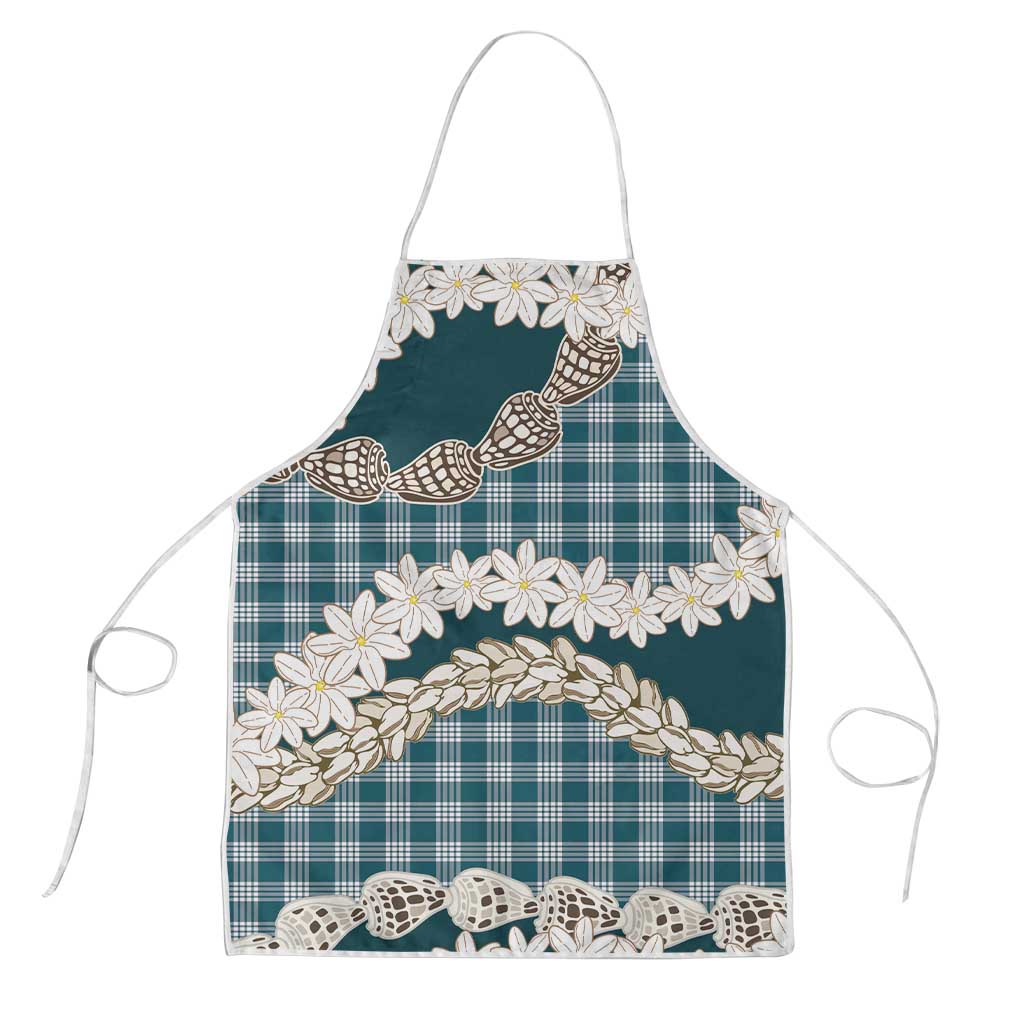 Dark Cyan Hawaii Tiare and Shell Lei Apron Hawaiian Palaka Luxury Vibes LT14 Dark Cyan - Polynesian Pride