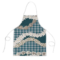Dark Cyan Hawaii Tiare and Shell Lei Apron Hawaiian Palaka Luxury Vibes LT14 Dark Cyan - Polynesian Pride