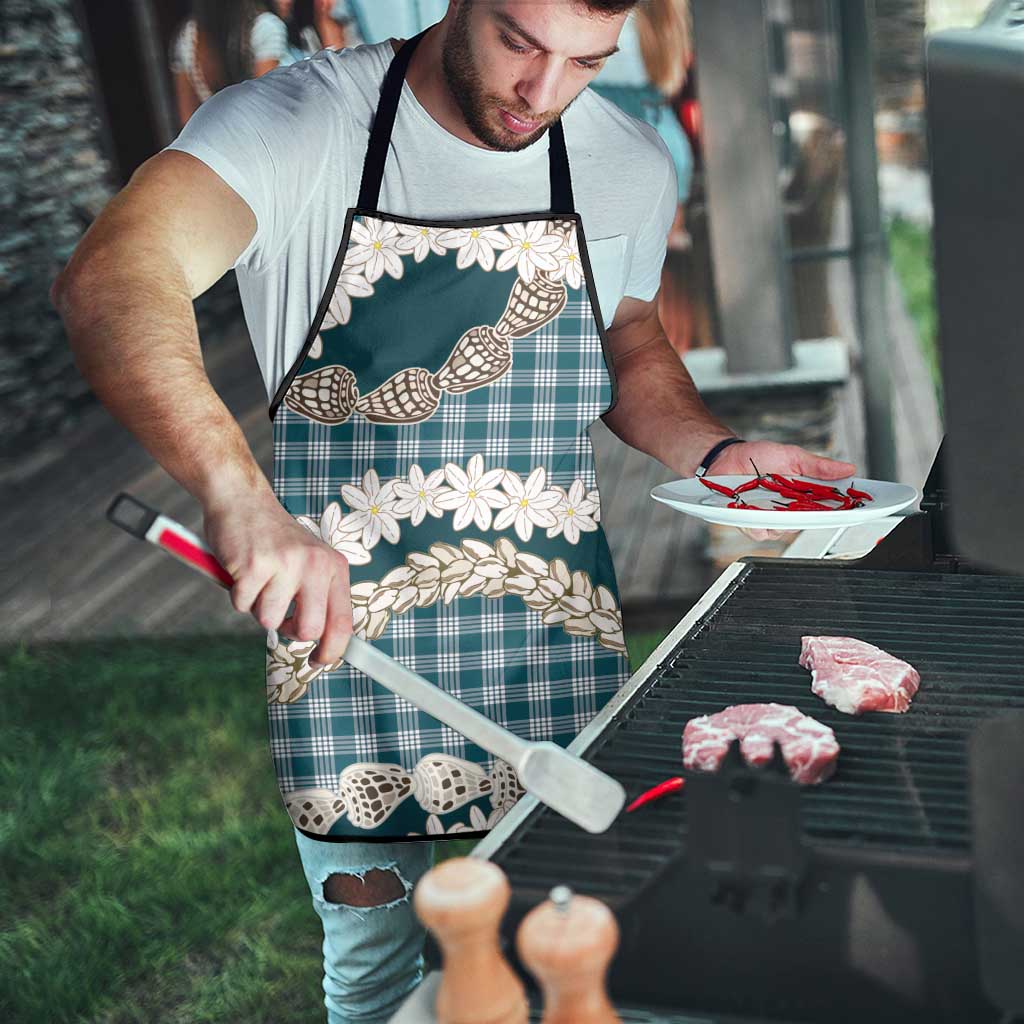 Dark Cyan Hawaii Tiare and Shell Lei Apron Hawaiian Palaka Luxury Vibes LT14 - Polynesian Pride