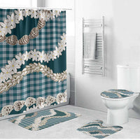 Dark Cyan Hawaii Tiare and Shell Lei Bathroom Set Hawaiian Palaka Luxury Vibes LT14 Bathroom Set (4 pcs) Dark Cyan - Polynesian Pride