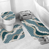 Dark Cyan Hawaii Tiare and Shell Lei Bathroom Set Hawaiian Palaka Luxury Vibes LT14 Mat Set Only (3 pcs) One Size Dark Cyan - Polynesian Pride