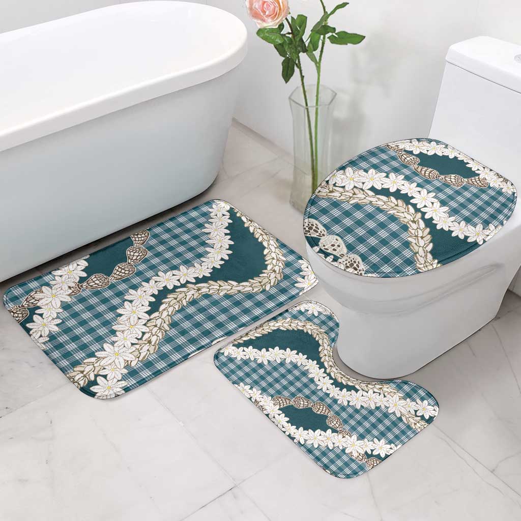 Dark Cyan Hawaii Tiare and Shell Lei Bathroom Set Hawaiian Palaka Luxury Vibes LT14 - Polynesian Pride