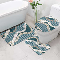 Dark Cyan Hawaii Tiare and Shell Lei Bathroom Set Hawaiian Palaka Luxury Vibes LT14 - Polynesian Pride
