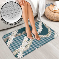 Dark Cyan Hawaii Tiare and Shell Lei Bathroom Set Hawaiian Palaka Luxury Vibes LT14 - Polynesian Pride