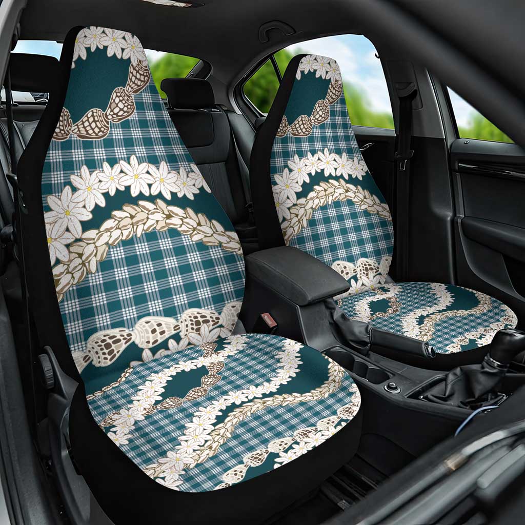 Dark Cyan Hawaii Tiare and Shell Lei Car Seat Cover Hawaiian Palaka Luxury Vibes LT14 One Size Dark Cyan - Polynesian Pride