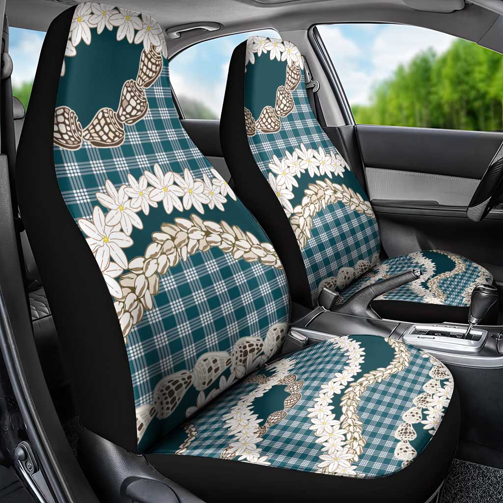 Dark Cyan Hawaii Tiare and Shell Lei Car Seat Cover Hawaiian Palaka Luxury Vibes LT14 - Polynesian Pride