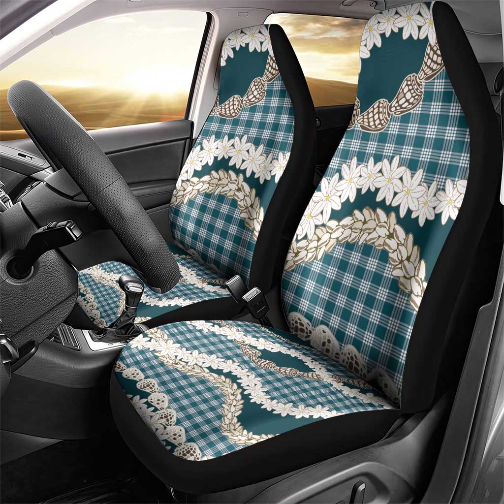 Dark Cyan Hawaii Tiare and Shell Lei Car Seat Cover Hawaiian Palaka Luxury Vibes LT14 - Polynesian Pride