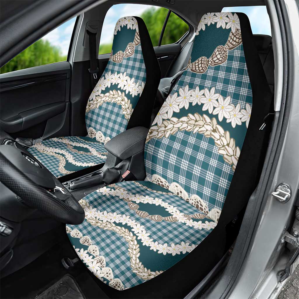 Dark Cyan Hawaii Tiare and Shell Lei Car Seat Cover Hawaiian Palaka Luxury Vibes LT14 - Polynesian Pride