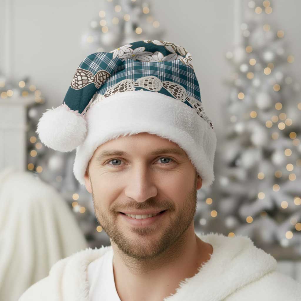 Dark Cyan Hawaii Tiare and Shell Lei Christmas Santa Hat Hawaiian Palaka Luxury Vibes LT14 - Polynesian Pride