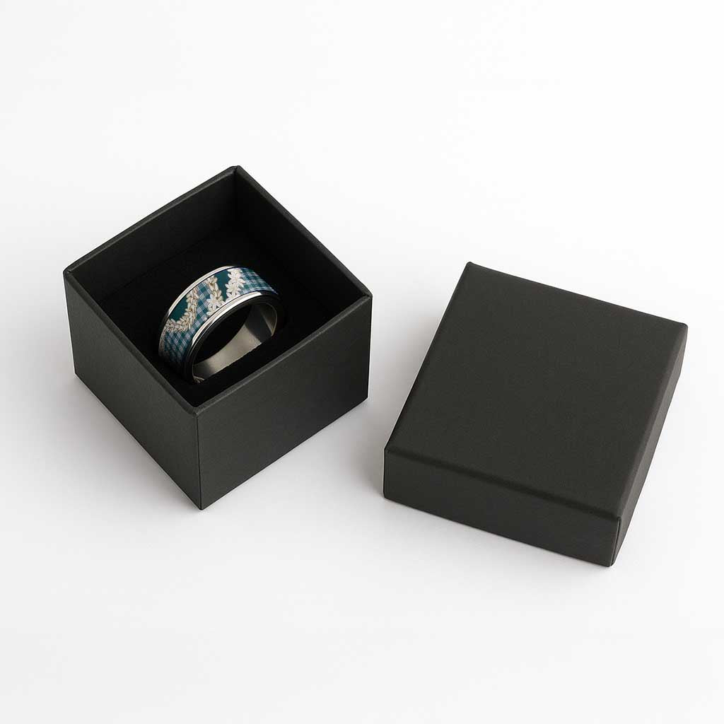 Dark Cyan Hawaii Tiare and Shell Lei Classic Ring Hawaiian Palaka Luxury Vibes LT14 - Polynesian Pride