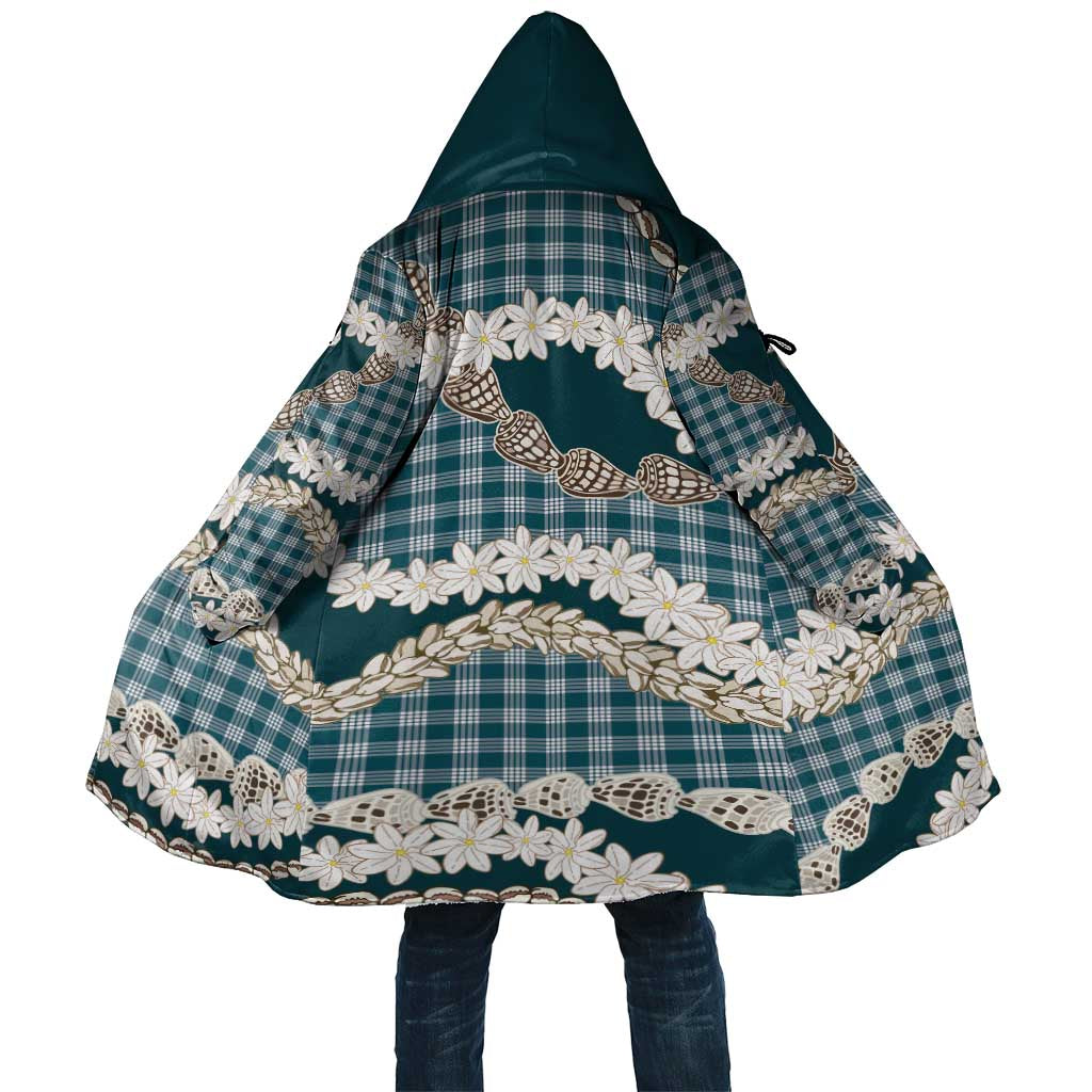 Dark Cyan Hawaii Tiare and Shell Lei Cloak Hawaiian Palaka Luxury Vibes LT14 Unisex Dark Cyan - Polynesian Pride