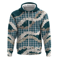 Dark Cyan Hawaii Tiare and Shell Lei Hoodie Hawaiian Palaka Luxury Vibes LT14 Zip Hoodie Dark Cyan - Polynesian Pride