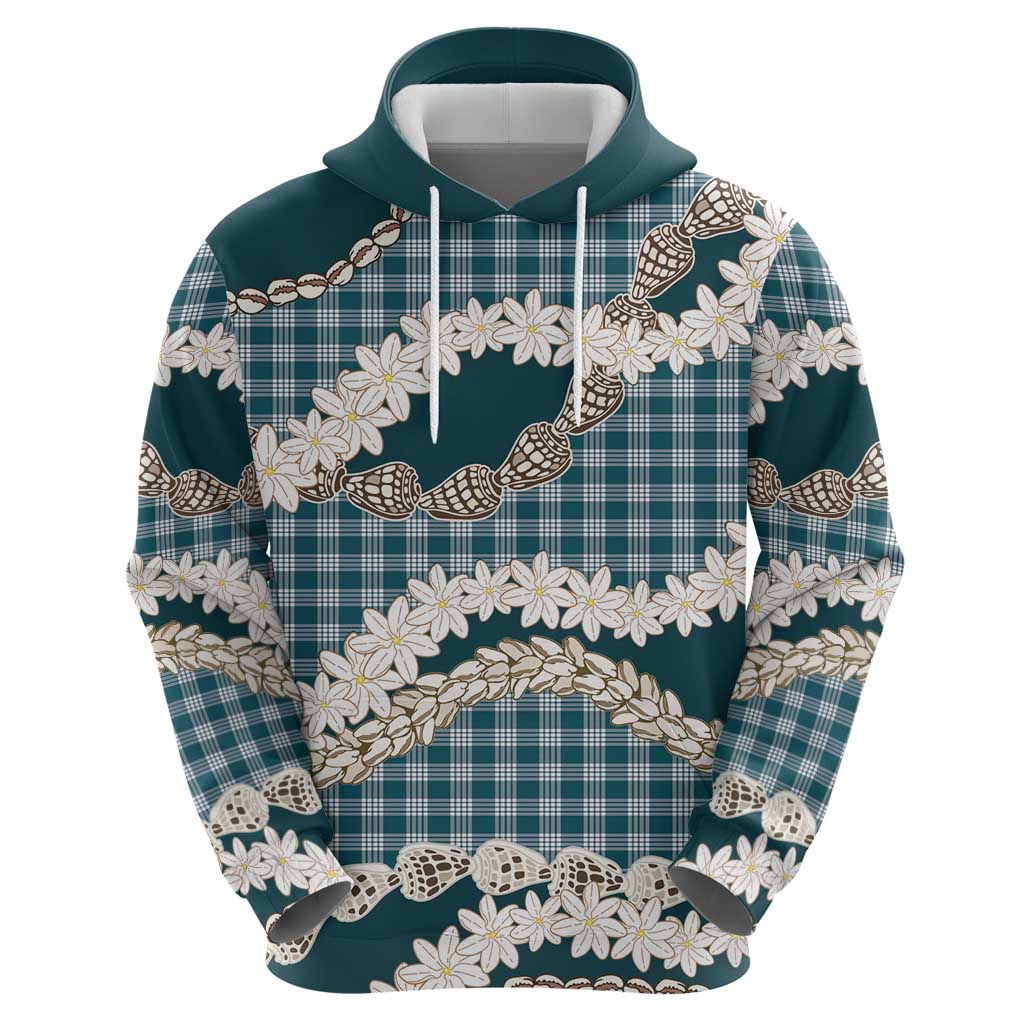 Dark Cyan Hawaii Tiare and Shell Lei Hoodie Hawaiian Palaka Luxury Vibes LT14 - Polynesian Pride