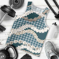 Dark Cyan Hawaii Tiare and Shell Lei Men Tank Top Hawaiian Palaka Luxury Vibes LT14 - Polynesian Pride