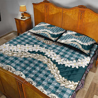 Dark Cyan Hawaii Tiare and Shell Lei Quilt Bed Set Hawaiian Palaka Luxury Vibes LT14 - Polynesian Pride