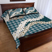 Dark Cyan Hawaii Tiare and Shell Lei Quilt Bed Set Hawaiian Palaka Luxury Vibes LT14 - Polynesian Pride