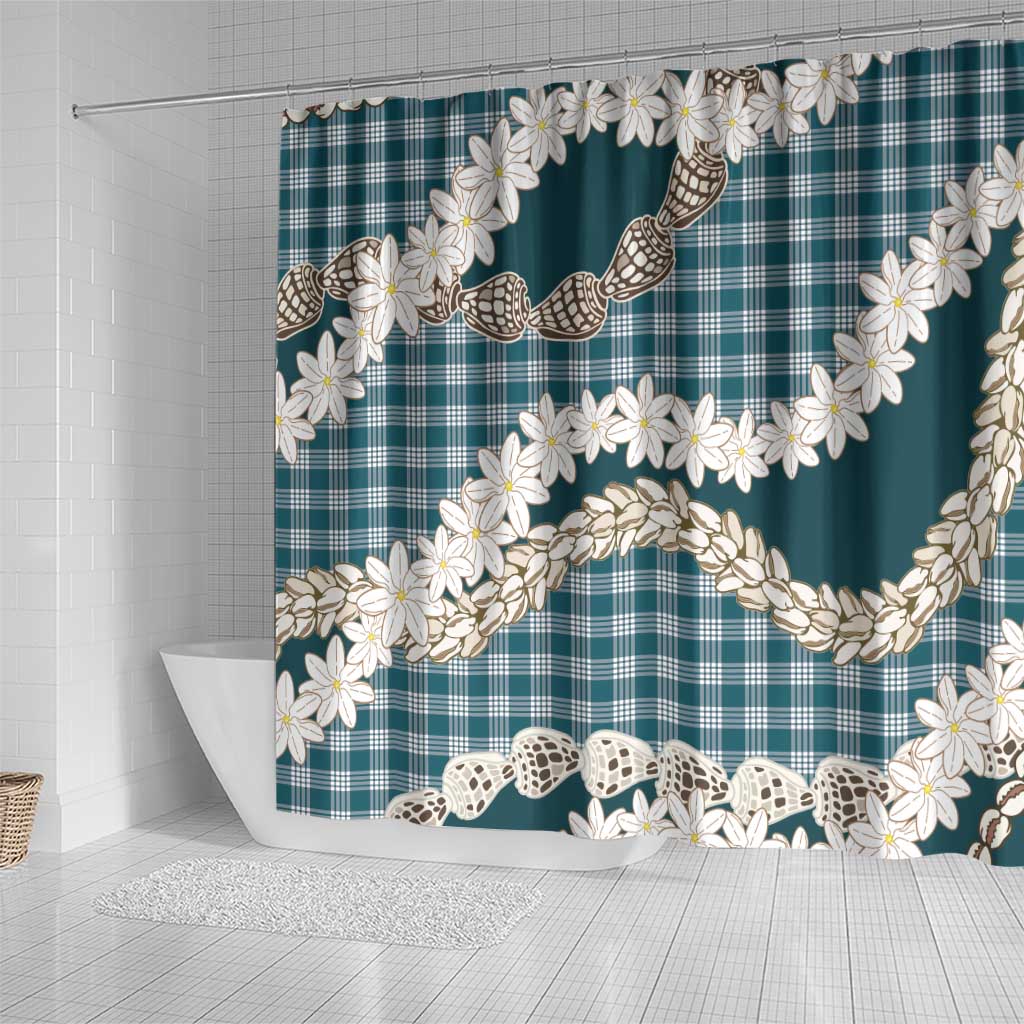 Dark Cyan Hawaii Tiare and Shell Lei Shower Curtain Hawaiian Palaka Luxury Vibes LT14 - Polynesian Pride