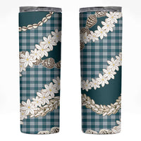 Dark Cyan Hawaii Tiare and Shell Lei Skinny Tumbler Hawaiian Palaka Luxury Vibes LT14 Dark Cyan - Polynesian Pride