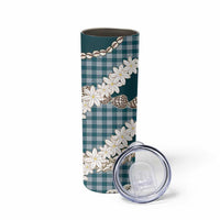 Dark Cyan Hawaii Tiare and Shell Lei Skinny Tumbler Hawaiian Palaka Luxury Vibes LT14 - Polynesian Pride