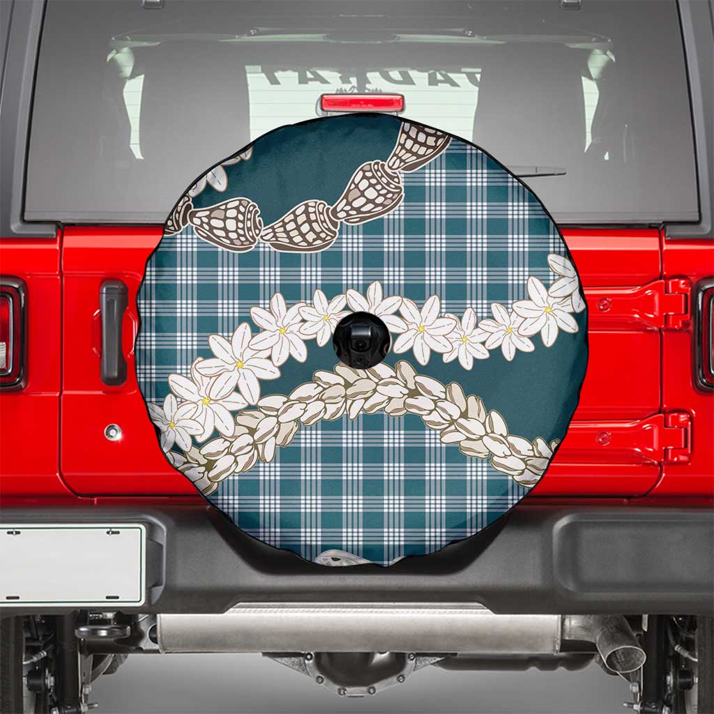 Dark Cyan Hawaii Tiare and Shell Lei Spare Tire Cover Hawaiian Palaka Luxury Vibes LT14 - Polynesian Pride