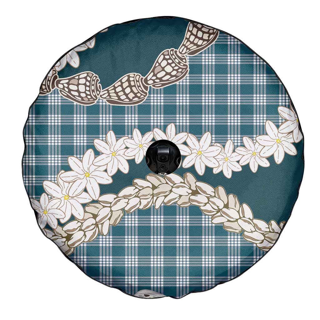 Dark Cyan Hawaii Tiare and Shell Lei Spare Tire Cover Hawaiian Palaka Luxury Vibes LT14 - Polynesian Pride