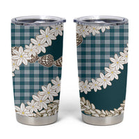 Dark Cyan Hawaii Tiare and Shell Lei Tumbler Cup Hawaiian Palaka Luxury Vibes LT14 Dark Cyan - Polynesian Pride
