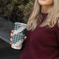 Dark Cyan Hawaii Tiare and Shell Lei Tumbler Cup Hawaiian Palaka Luxury Vibes LT14 - Polynesian Pride
