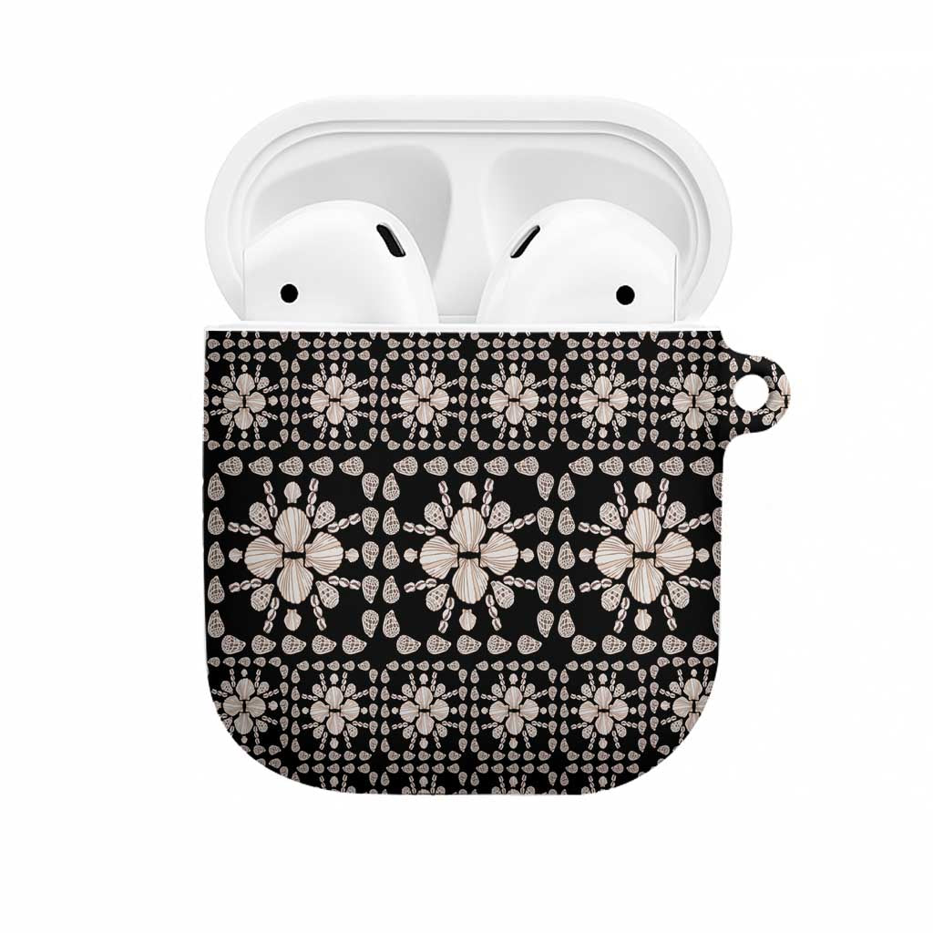 Aloha Hawaii Shell Quilt AirPods Case Seamless Style LT14 Black - Polynesian Pride