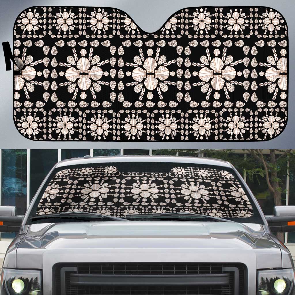 Aloha Hawaii Shell Quilt Auto Sun Shade Seamless Style LT14 Black - Polynesian Pride