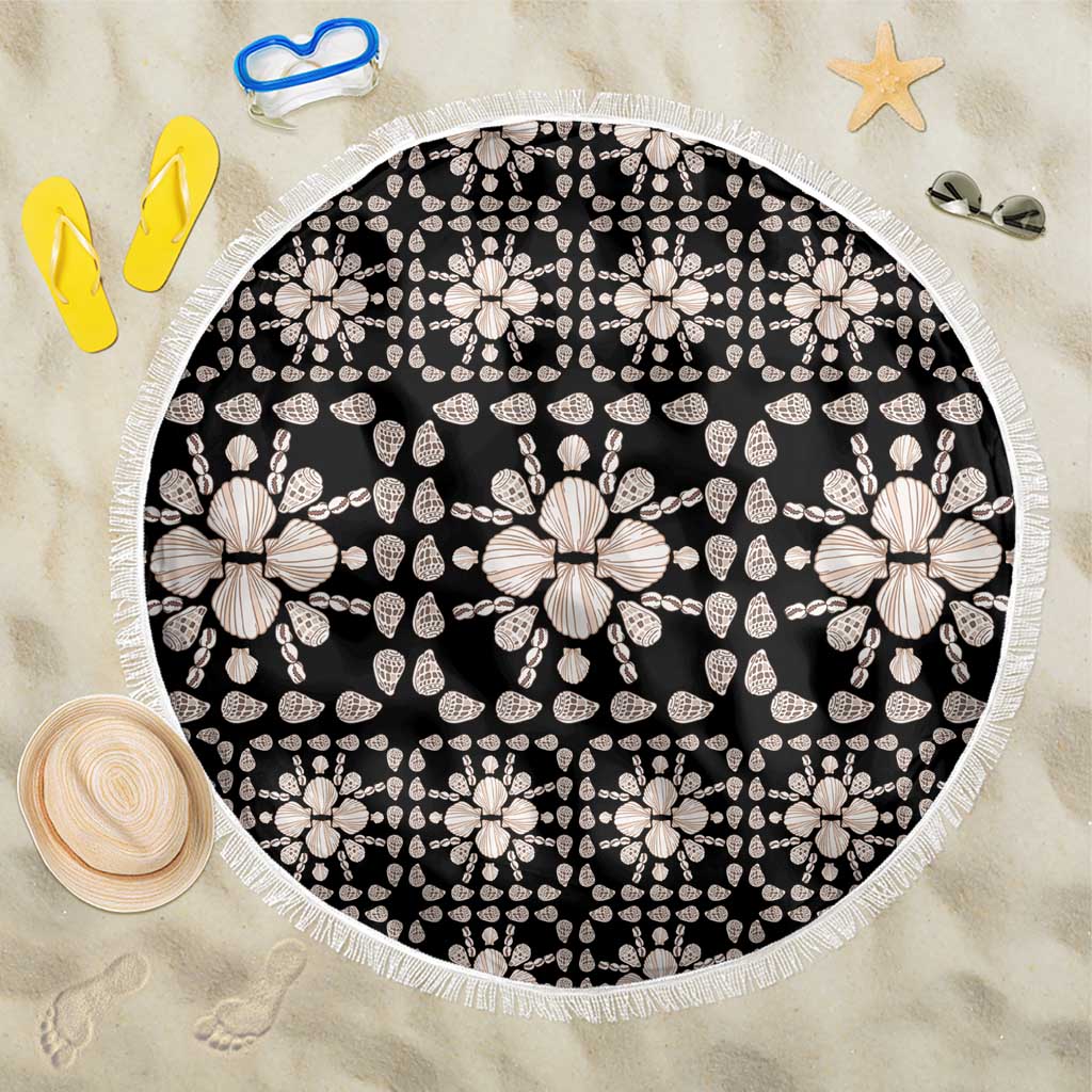 Aloha Hawaii Shell Quilt Beach Blanket Seamless Style LT14 One Size 150cm Black - Polynesian Pride