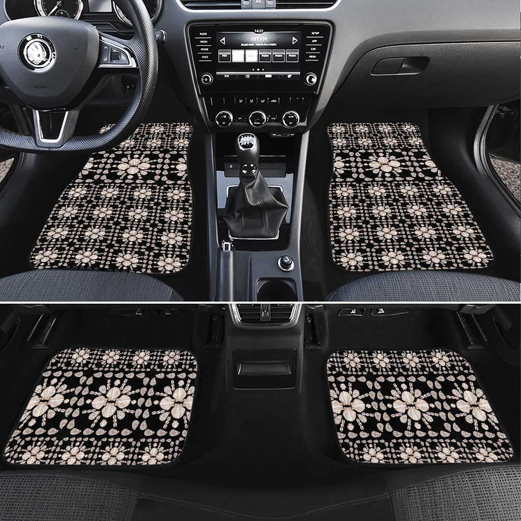 Aloha Hawaii Shell Quilt Car Mats Seamless Style LT14 Set 4pcs Black - Polynesian Pride