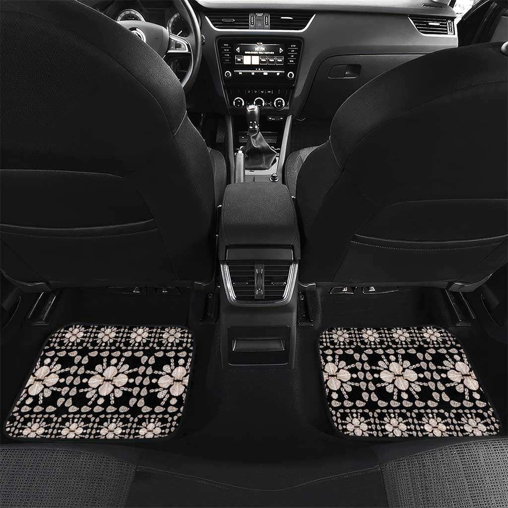 Aloha Hawaii Shell Quilt Car Mats Seamless Style LT14 Set 2pcs - Back Black - Polynesian Pride