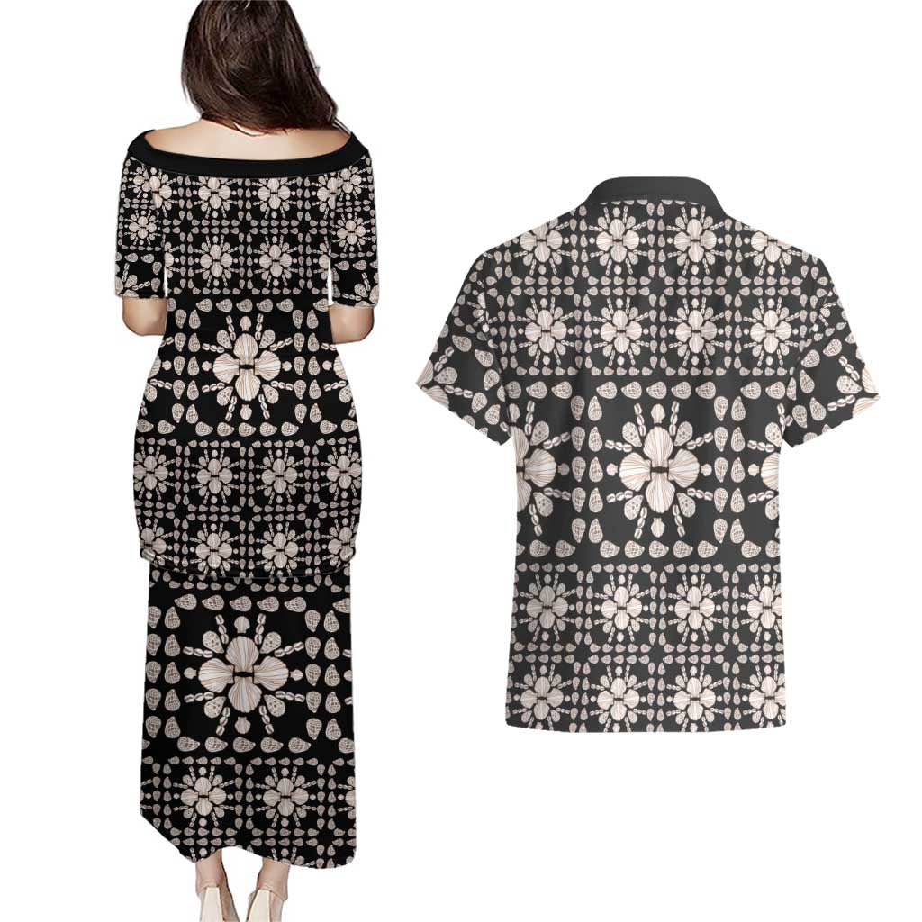 Aloha Hawaii Shell Quilt Couples Matching Puletasi and Hawaiian Shirt Seamless Style LT14 - Polynesian Pride