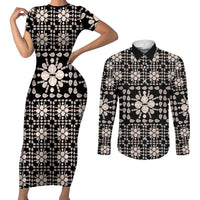 Aloha Hawaii Shell Quilt Couples Matching Short Sleeve Bodycon Dress and Long Sleeve Button Shirt Seamless Style - Polynesian Pride