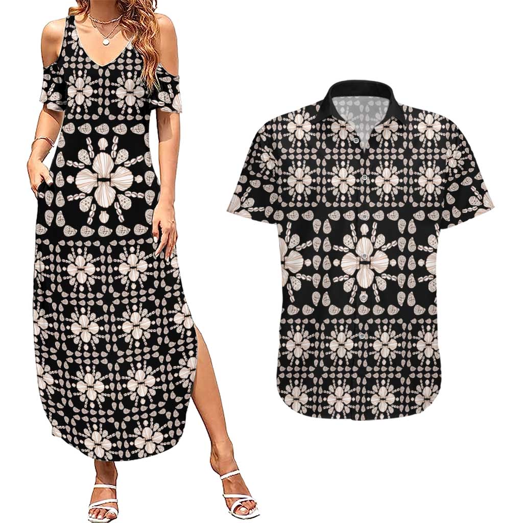 Aloha Hawaii Shell Quilt Couples Matching Summer Maxi Dress and Hawaiian Shirt Seamless Style - Polynesian Pride