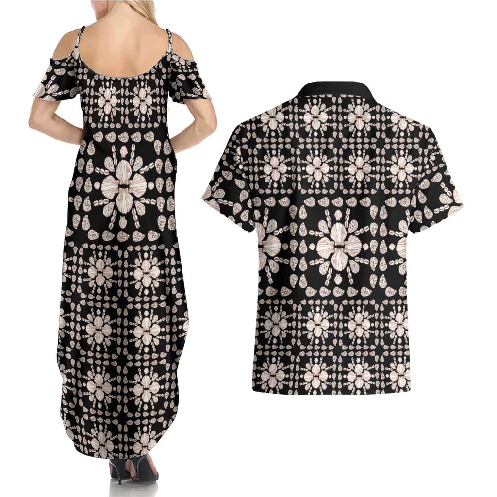 Aloha Hawaii Shell Quilt Couples Matching Summer Maxi Dress and Hawaiian Shirt Seamless Style - Polynesian Pride